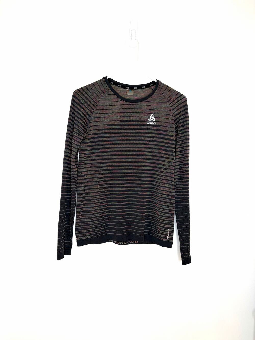 Odlo Blackcomb Base Layer Top Womens S Rainbow Stripe Long Sleeve Ceramicool
